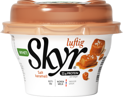 Skyr Luftig Salt karamell nyhet 3D render mai 2026