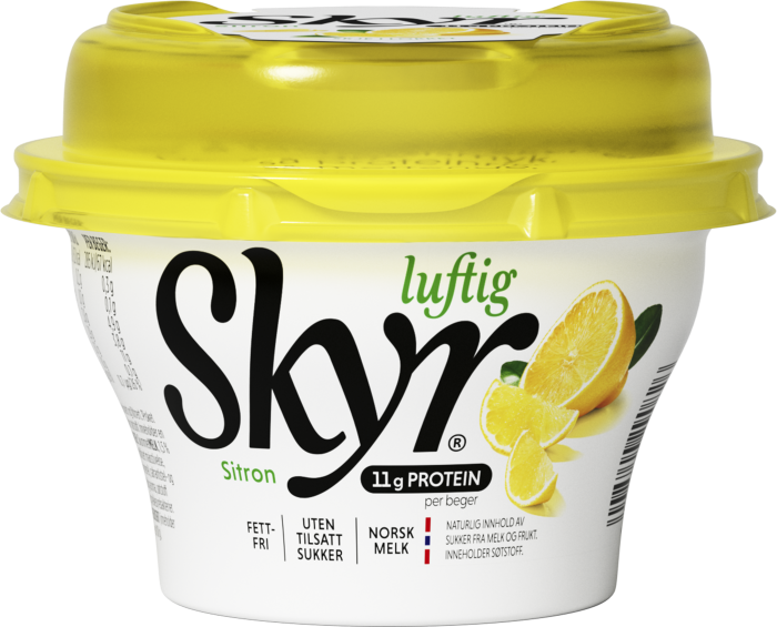 Skyr Luftig Sitron 3D render mai 2026